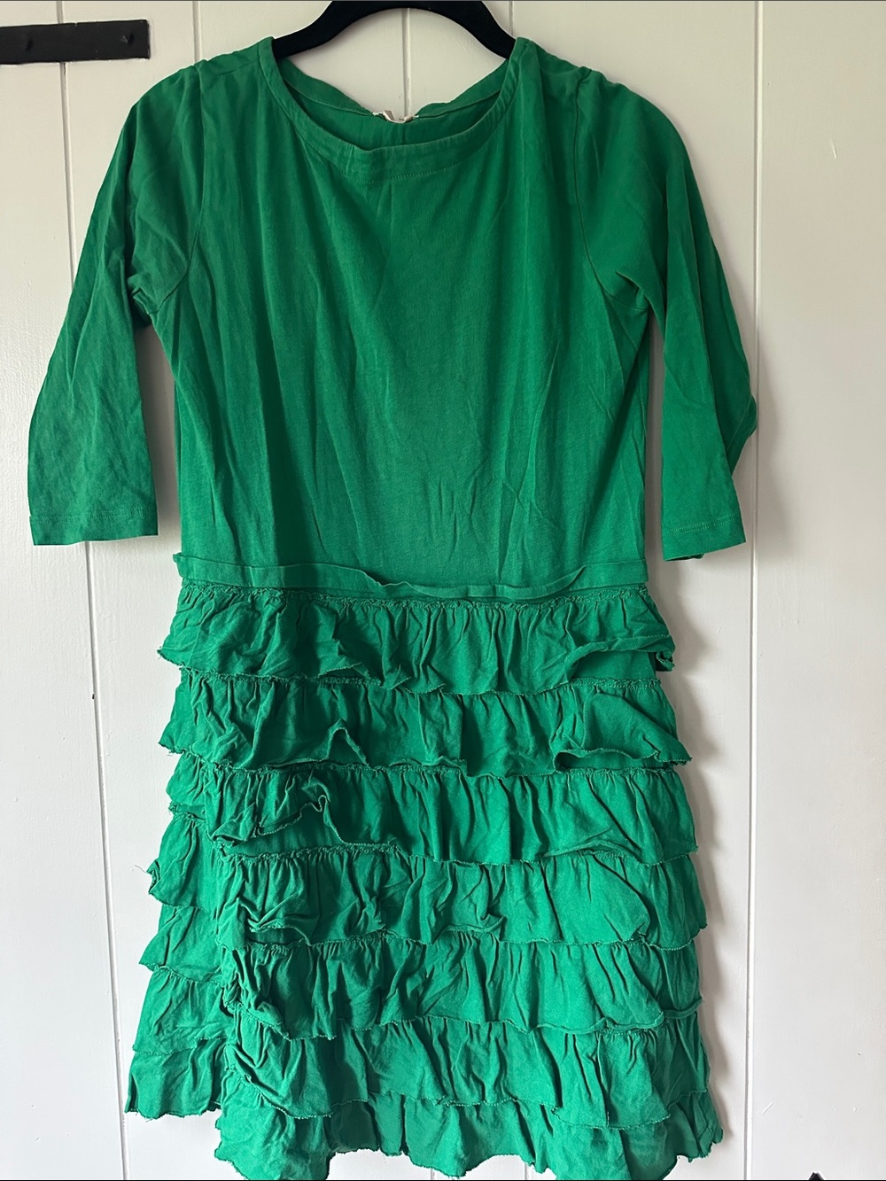 Crew it’s green ruffled dress